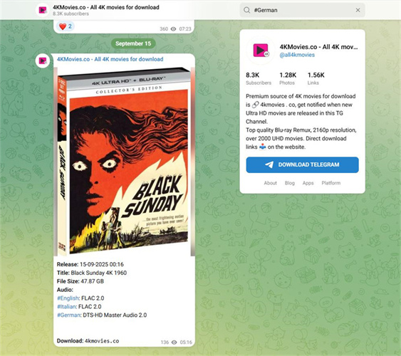 telegram channels for movies