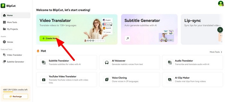 translate spanish movies using blipcut