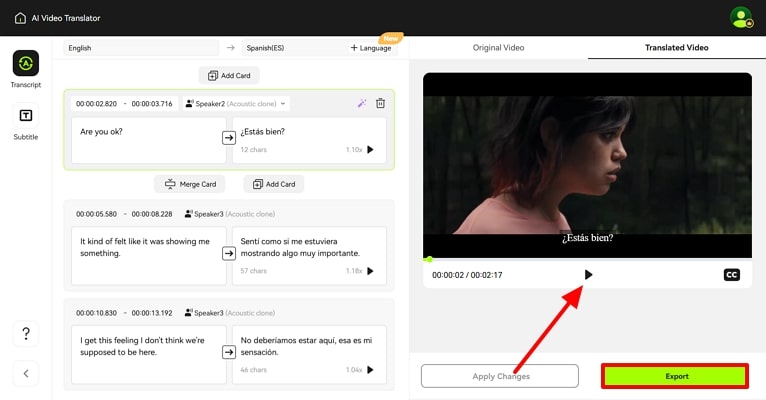 check the translation results blipcut
