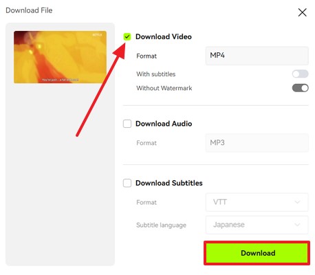 download with preferred settings