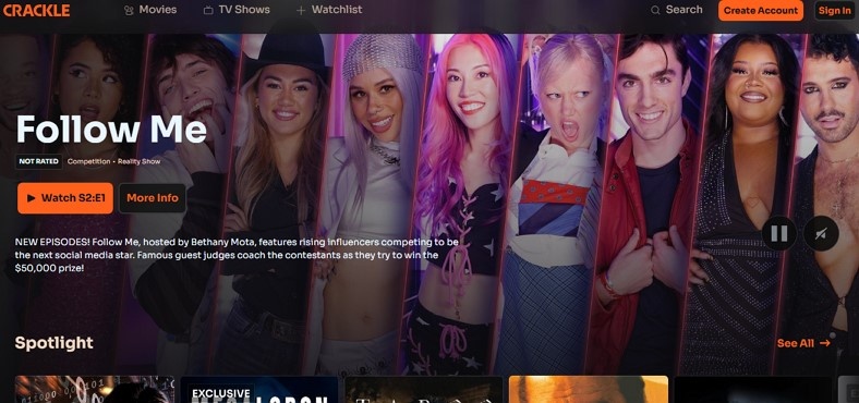 pick crackle to stream movies