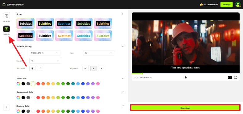 bullet train english subtitle customization