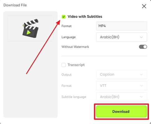 review parameters and press download