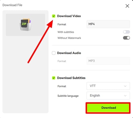 download selection from blipcut