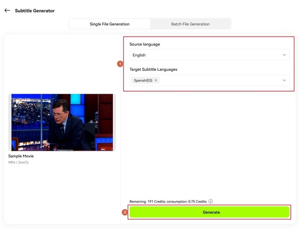 set translation preferences and click generate