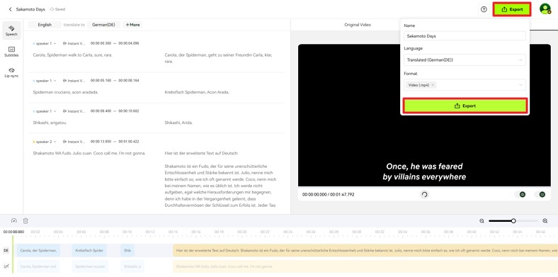 save anime in preferred language