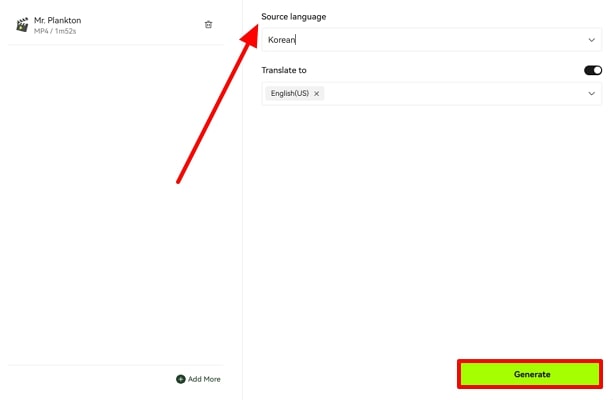 assign languages and hit generate