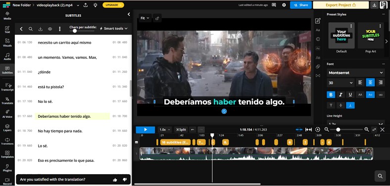 english movie translated spanish kapwing