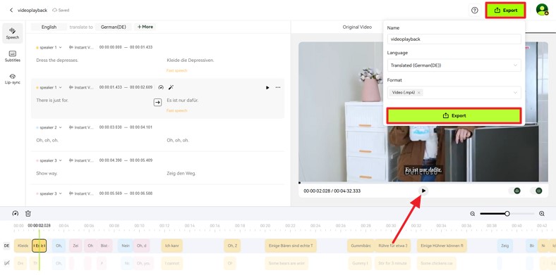 customize subtitles and export translation