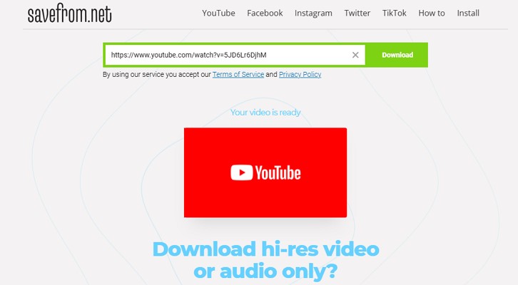 savefromnet for online video download