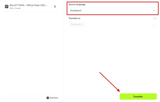 adjust translate settings and press translate