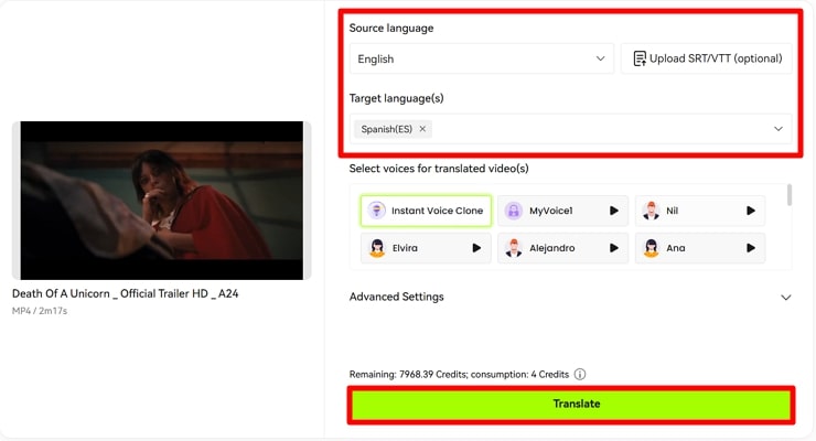 define translation parameters blipcut