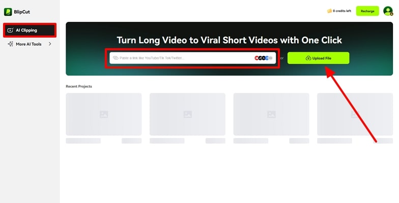 upload video on ai clipper