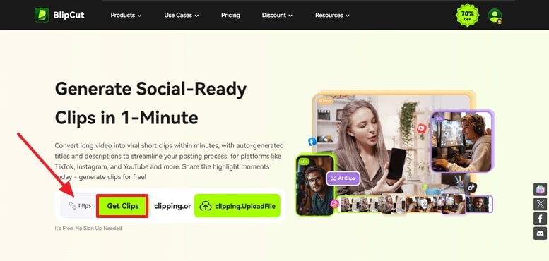 insert podcast clip url blipcut