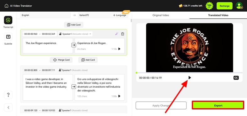 review podcast translation blipcut