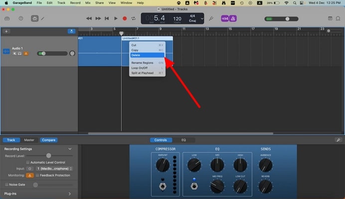 remove selected parts of audio