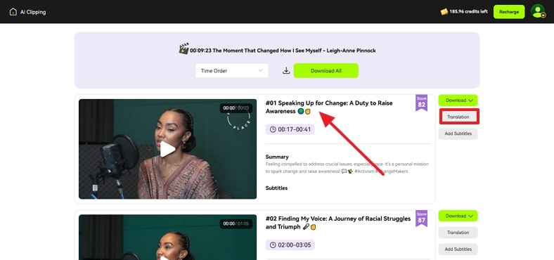 select translate button blipcut
