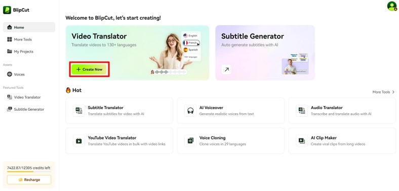 begin with blipcut video translator