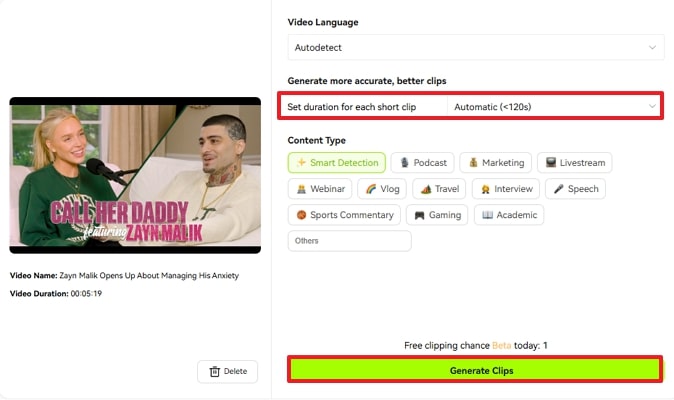 set clip parameters for blipcut