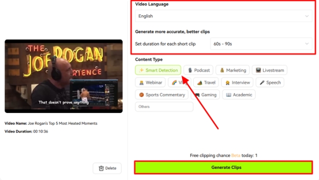 set podcast clipping settings blipcut