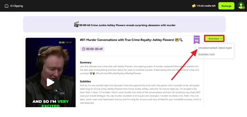 save ai generated clip in mp4 format