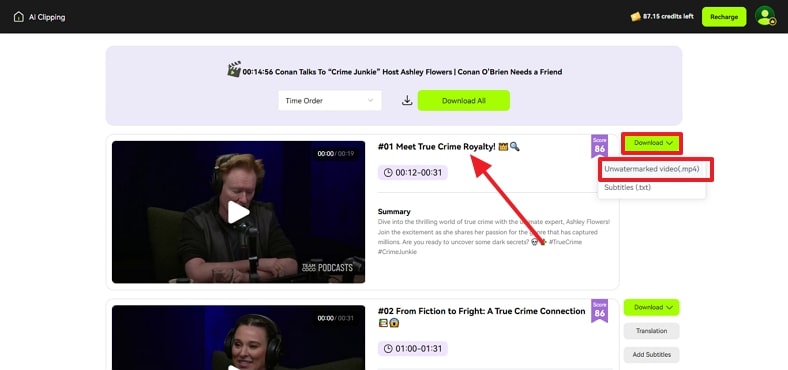 access unwatermarked video download button