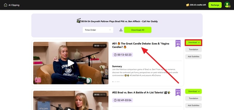 download preferred clip