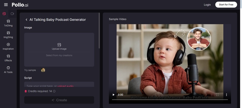 ai baby podcast Pollo AI