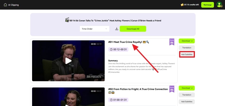 initiate subtitle generation process