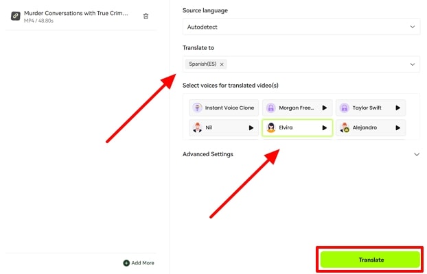 choose language for translation