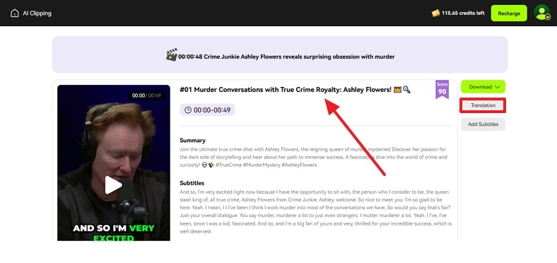 translate podcast clip