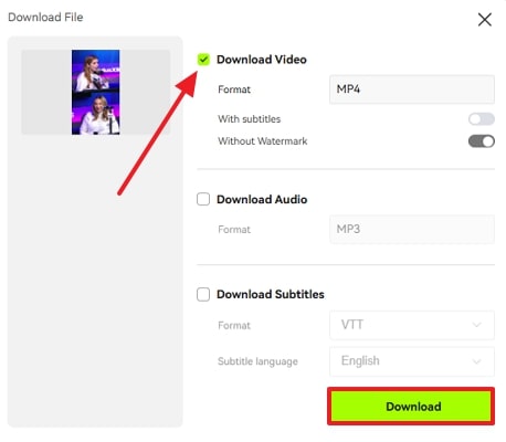download video in desired format