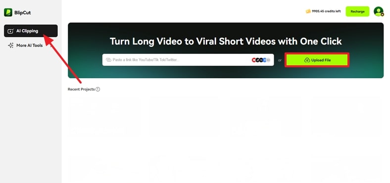 proceed with blipcut ai clipping feature