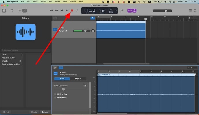 record and stop with red icon