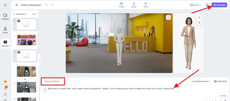 3d generate avatar on scripts