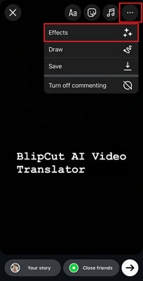 apply effects on the instagram story