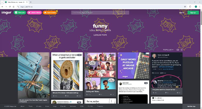 imgur is a popular meme creator site