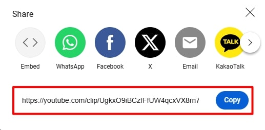 copy youtube clip video link