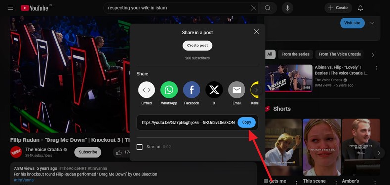 link embed youtube video facebook