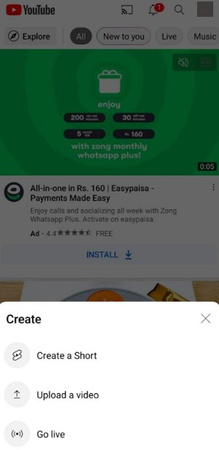 Create a Short on YouTube mobile