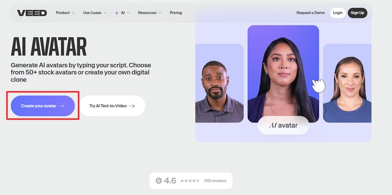 generate ai avatar video veed