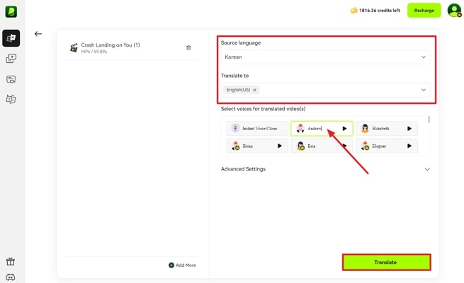 select translation language how much to charge for a pin video