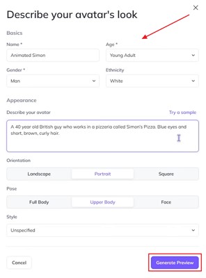 generate preview avatar description