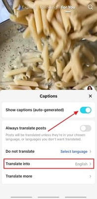 enable tiktok style auto captions