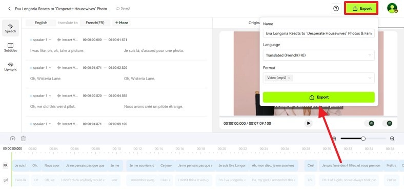 Export Translated Video
