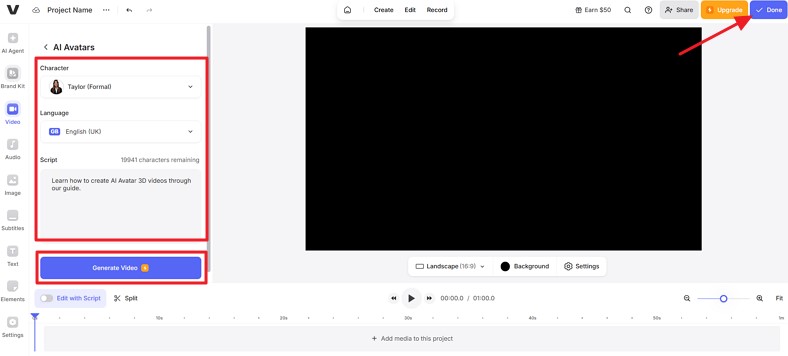 veed.io 3d avatar video generated
