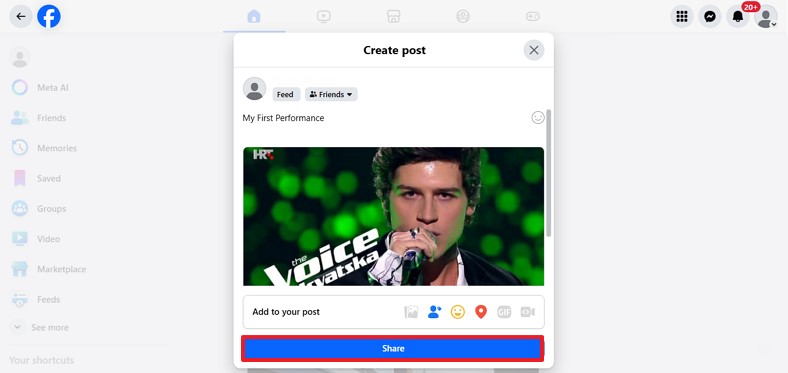 embed youtube video facebook post