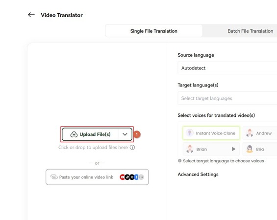 click upload files and upload the video