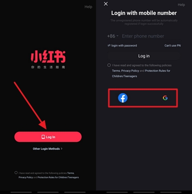 rednote sign up through existing account