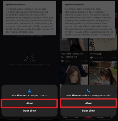 how to use rednote after allowing access